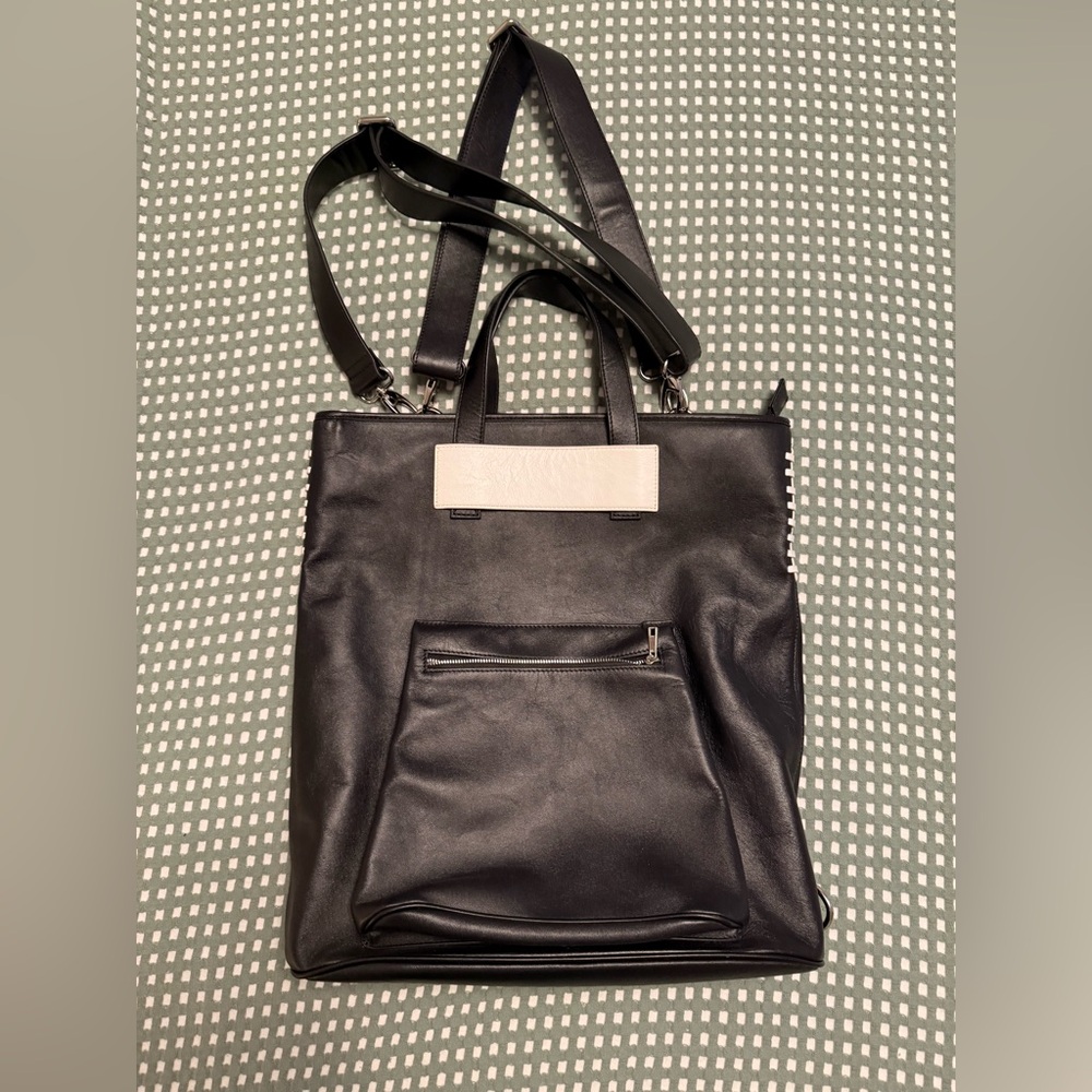 Krost Black faux Leather satchel Bag
